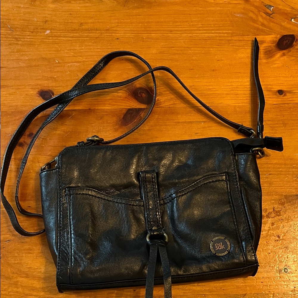 The Sak Black Leather Crossbody Bag with Tassel